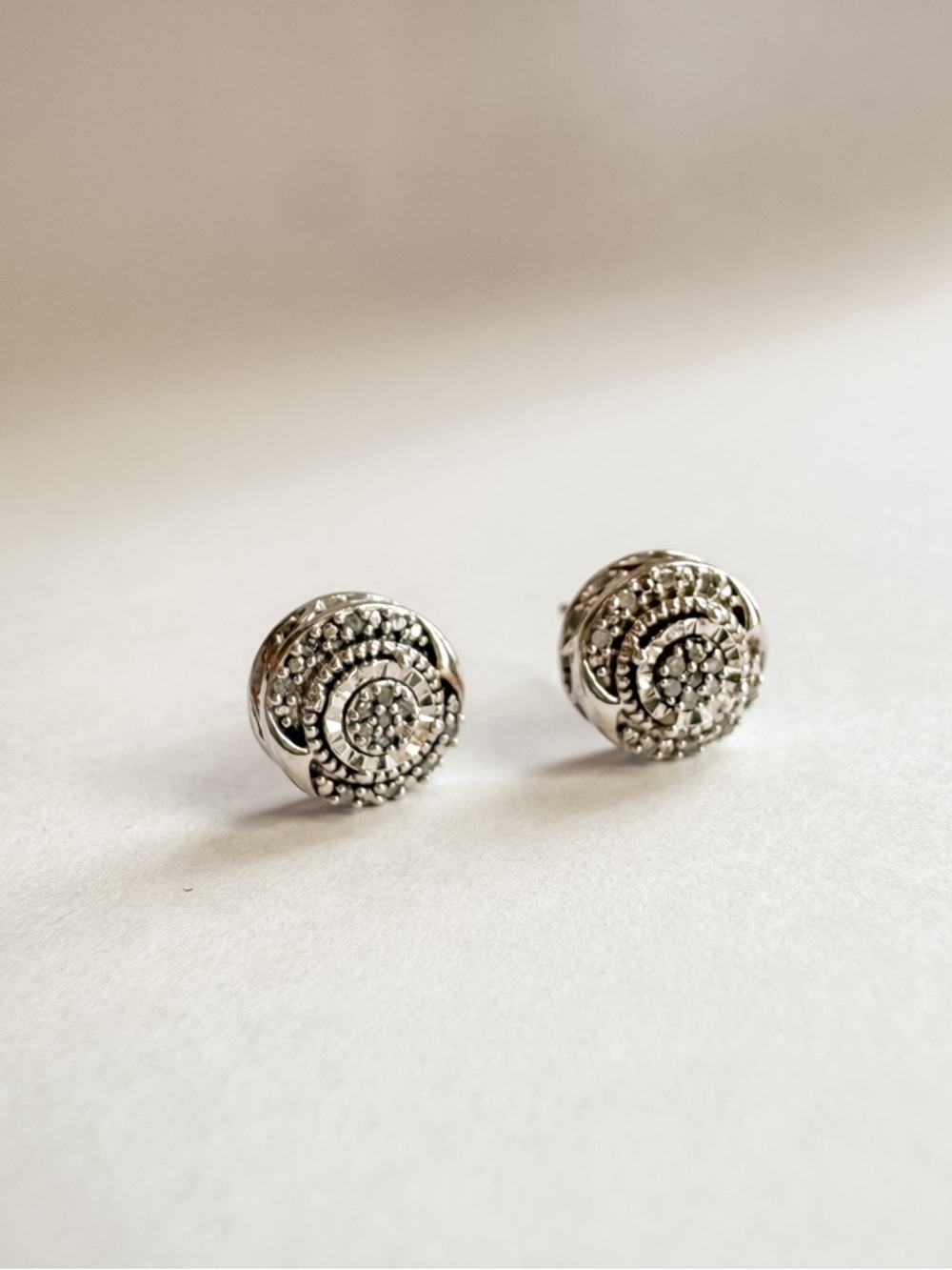 Sterling Silver 925 Miracle Set Diamond Cluster Earrings